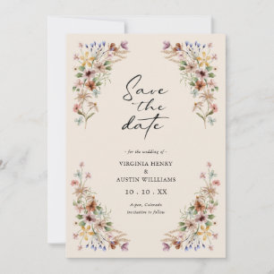 Vintage Wildblume Hochzeitstermin-Vorankündigung Save The Date