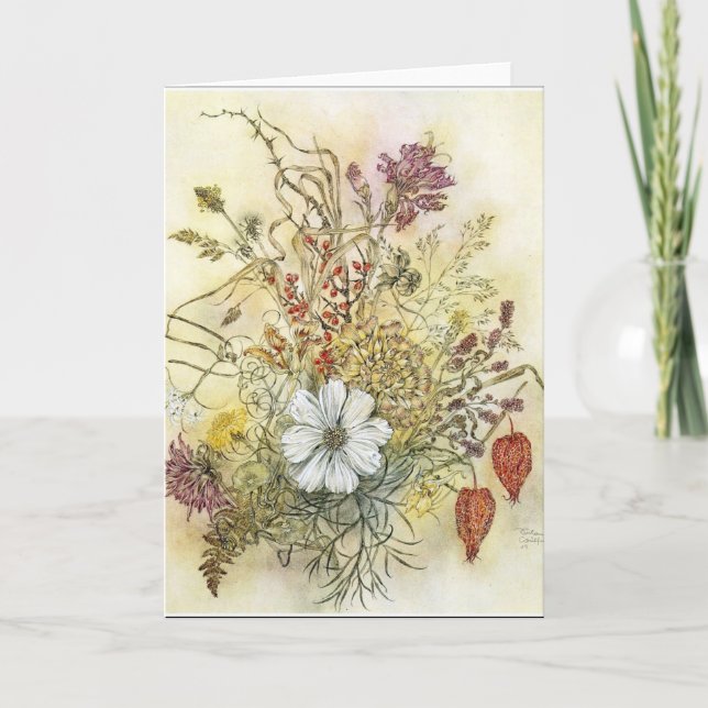 Vintage Wildblume Karte (Vorderseite)