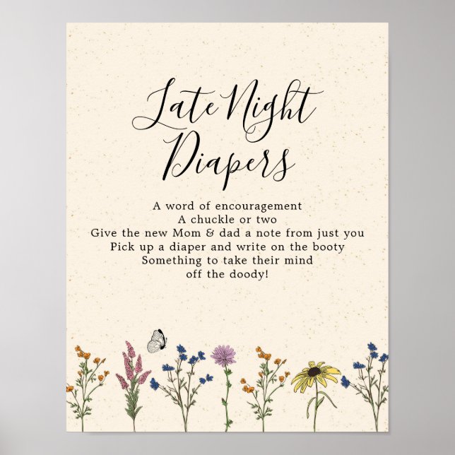 Vintage Wildblume Kinderdusche Spätabenteuer Poster (Vorne)