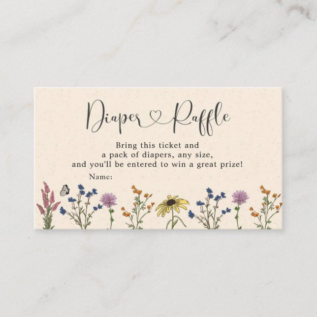 Vintage Wildblume Kinderdusche Windelwanne Begleitkarte (Vorderseite)