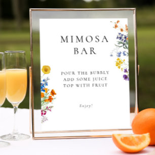 Vintage Wildblume Mimosa Bar Poster