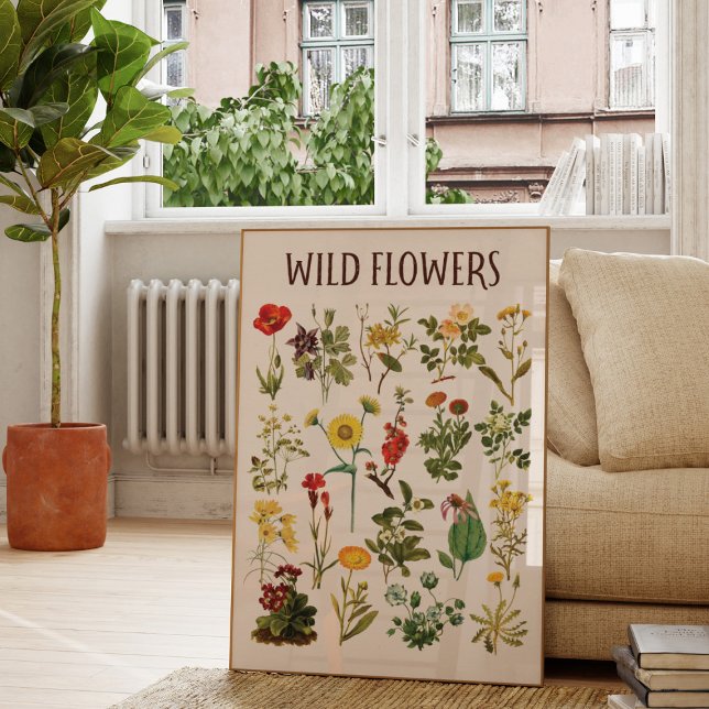 Vintage Wildblume Poster (In situ living room)