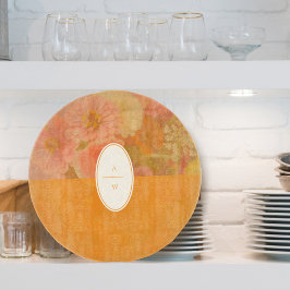 Vintage Wildblume Rosa Mohnmonogramm Schneidebrett