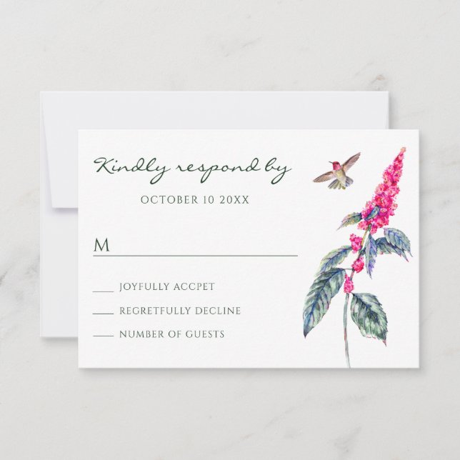 Vintage Wildblume RSVP Karte (Vorderseite)