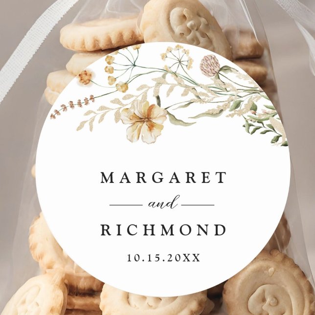 Vintage Wildblume Runder Aufkleber (Von Creator hochgeladen)