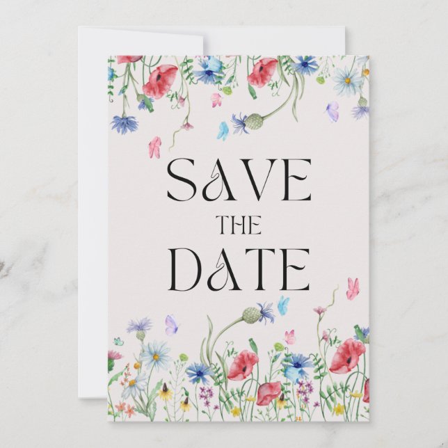 Vintage Wildblume Save The Date (Vorderseite)