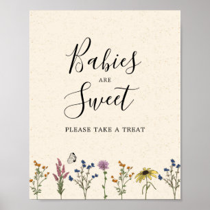 Vintage-Wildblumen-Baby-Party Bitte nehmen Sie sic Poster