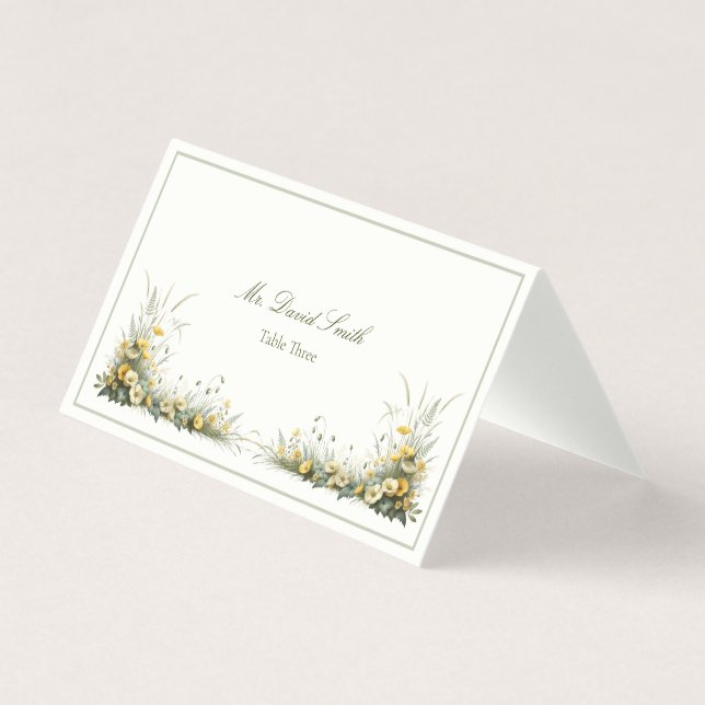 Vintage Wildblumen Benutzerdefinierte Tischnummern (Vorderseite)