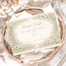 Vintage-Wildblumen-Botanik-Rahmen-Diapper-Verlosun Begleitkarte