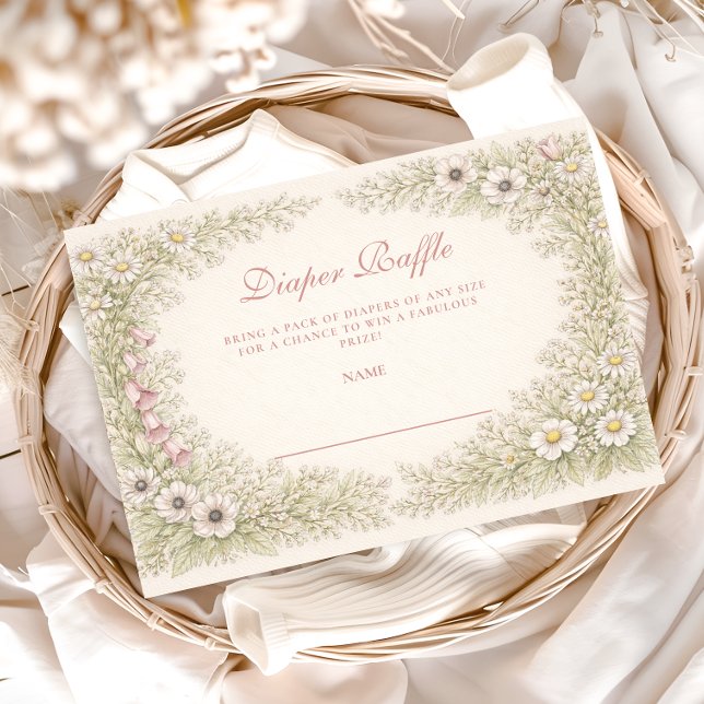 Vintage-Wildblumen-Botanik-Rahmen-Diapper-Verlosun Begleitkarte (Von Creator hochgeladen)