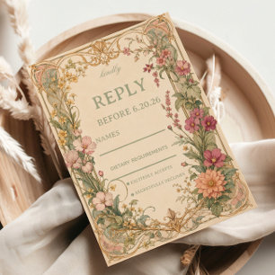 Vintage-Wildblumen-Botanik RSVP Karte
