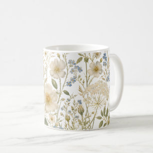 Vintage-Wildblumen-Botanikmuster Kaffeetasse