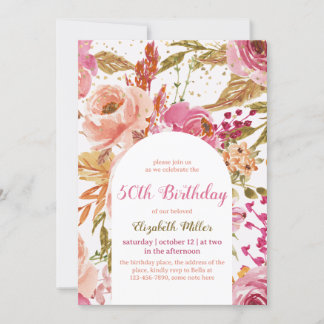 Vintage Wildblumen Botanischer 50. Geburtstag Einladung