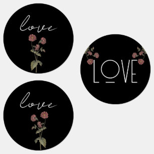 Vintage Wildblumen Brautparty Schwarz Etiketten