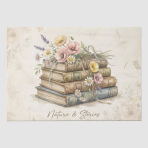 Vintage Wildblumen & Bücher Seidenpapier