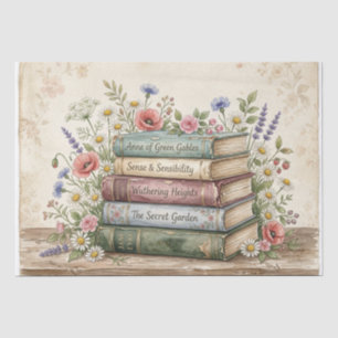 Vintage Wildblumen & Bücher Seidenpapier