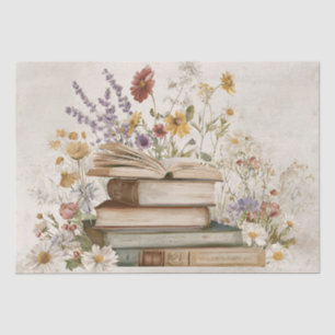 Vintage Wildblumen & Bücher Seidenpapier
