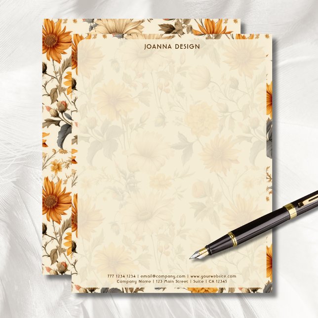 Vintage-Wildblumen-Cream-Geschäftsschreibwaren  Briefbogen (Von Creator hochgeladen)