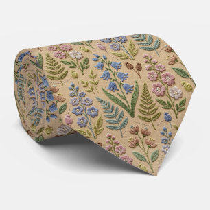 Vintage Wildblumen Faux-Stickerei-Design Krawatte