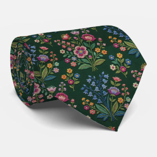 Vintage-Wildblumen Faux-Stickerei-Design Krawatte
