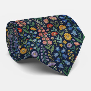 Vintage-Wildblumen Faux-Stickereidesign Krawatte