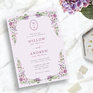 Vintage-Wildblumen-Hochzeit Einladung
