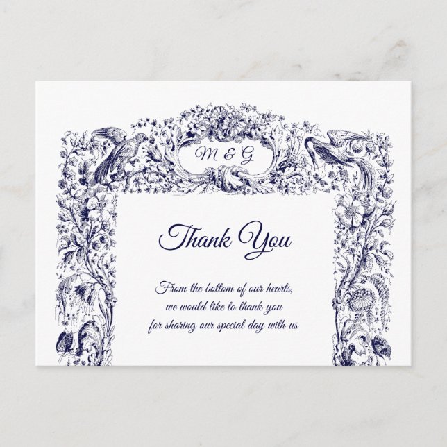 Vintage Wildblumen Hochzeiten von Vögeln und Schme Postkarte (Vorderseite)