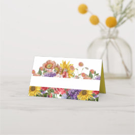 Vintage Wildblumen Hochzeitgefaltete Platzkarte