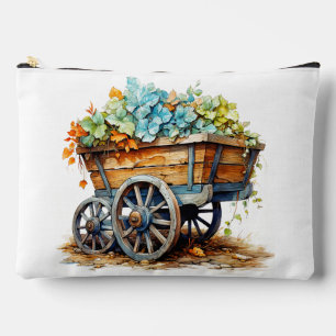 Vintage Wildblumen im Holzwagen Zubehörtasche