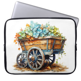 Vintage Wildblumen in einem Holzwagen Laptopschutzhülle
