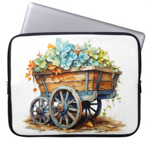 Vintage Wildblumen in einem Holzwagen Laptopschutzhülle