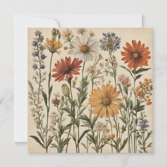 Vintage Wildblumen  Karte (Vorderseite)