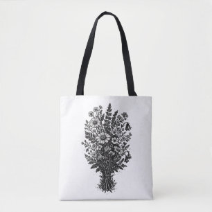 Vintage-Wildblumen-Linolschnitt botanische Blumenk