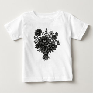 Vintage-Wildblumen-Linolschnitt botanische Blumenk Baby T-shirt