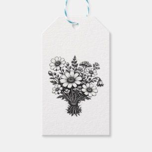 Vintage-Wildblumen-Linolschnitt botanische Blumenk Geschenkanhänger