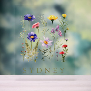 Vintage Wildblumen modern Acrylschild