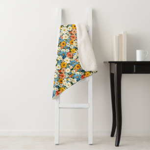 Vintage-Wildblumen-Muster Floral Sherpadecke
