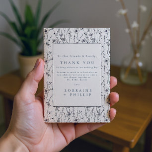 Vintage Wildblumen nahtlose Musterhochzeit Dankeskarte