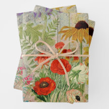 Vintage Wildblumen Natur Botanisches Collage