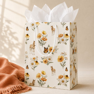 Vintage-Wildblumen-Pferd- und Schmetterlingsmuster Mittlere Geschenktüte