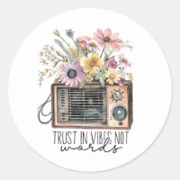 Vintage Wildblumen Retro Radio Vibes Trust Quote