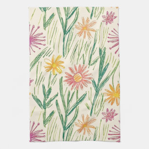 Vintage-Wildblumen-Skizze (10) Geschirrtuch