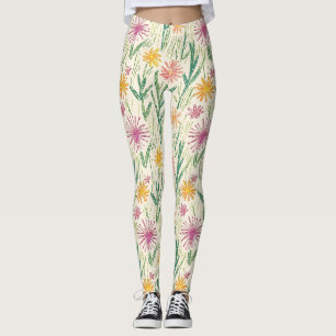 Vintage-Wildblumen-Skizze (10) Leggings