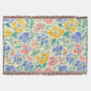Vintage-Wildblumen-Skizze (3) Decke