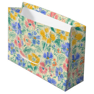 Vintage-Wildblumen-Skizze (3) Große Geschenktüte