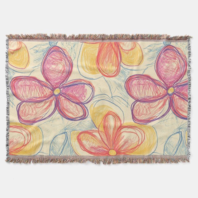 Vintage-Wildblumen-Skizze (4) Decke (Vorderseite)