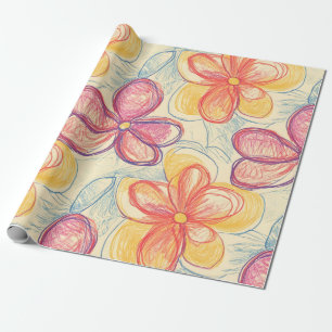Vintage-Wildblumen-Skizze (4) Geschenkpapier