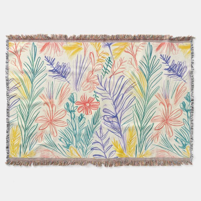 Vintage-Wildblumen-Skizze (7) Decke (Vorderseite)