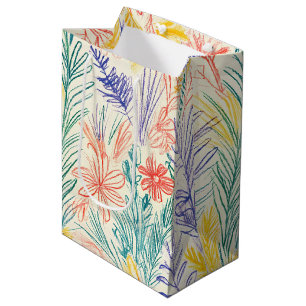 Vintage-Wildblumen-Skizze (7) Mittlere Geschenktüte