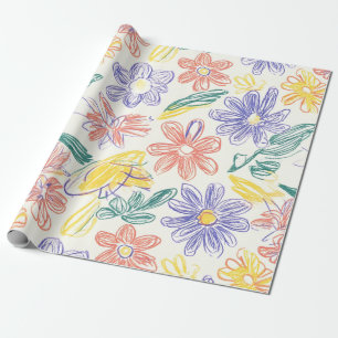 Vintage-Wildblumen-Skizze (9) Geschenkpapier
